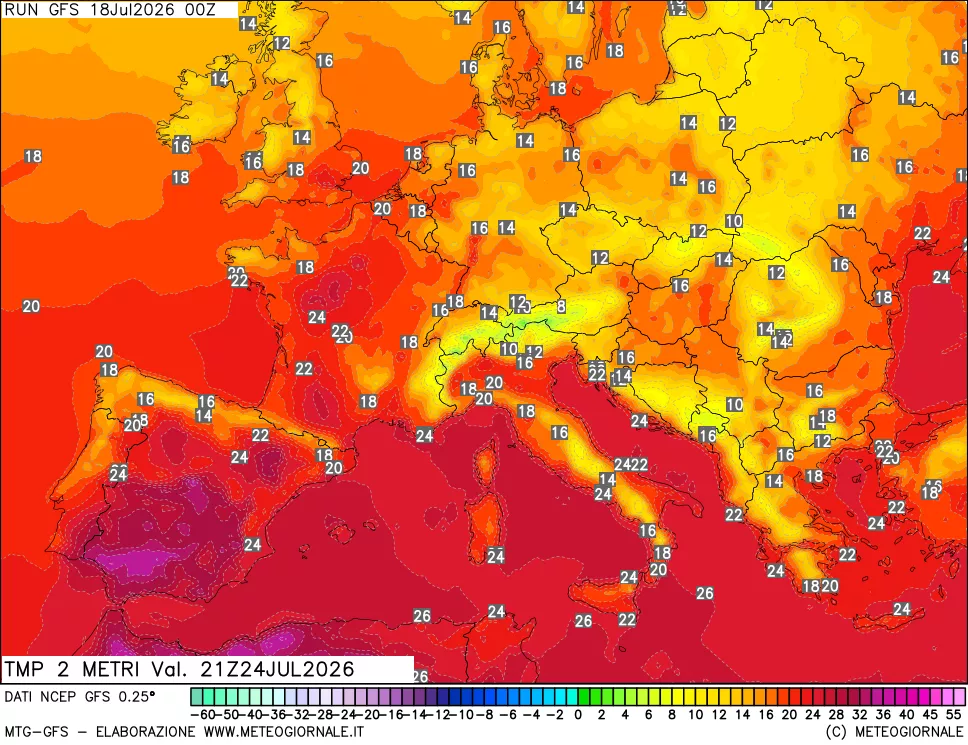 mappa Temp 2 metri