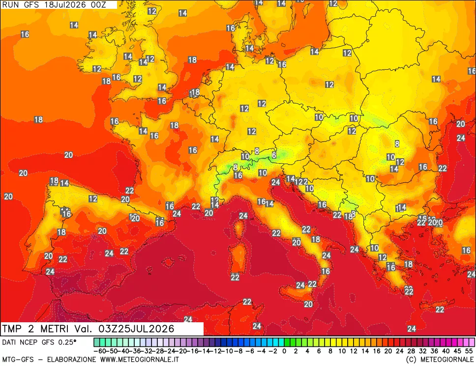 mappa Temp 2 metri