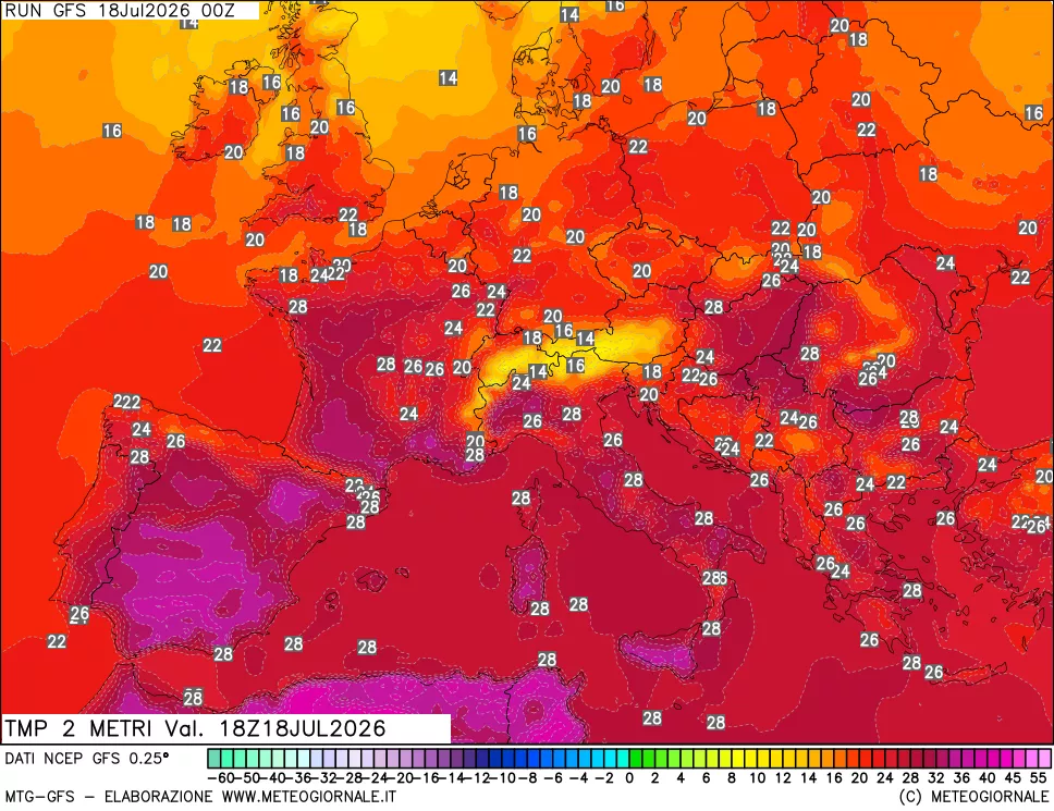 mappa Temp 2 metri