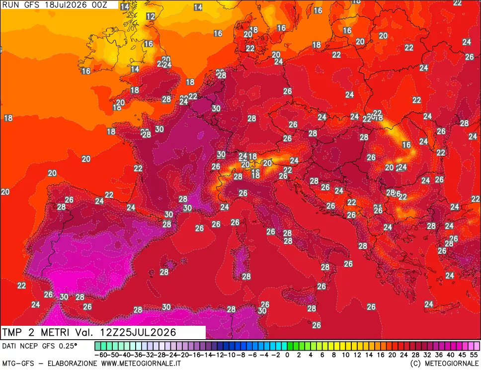 mappa Temp 2 metri