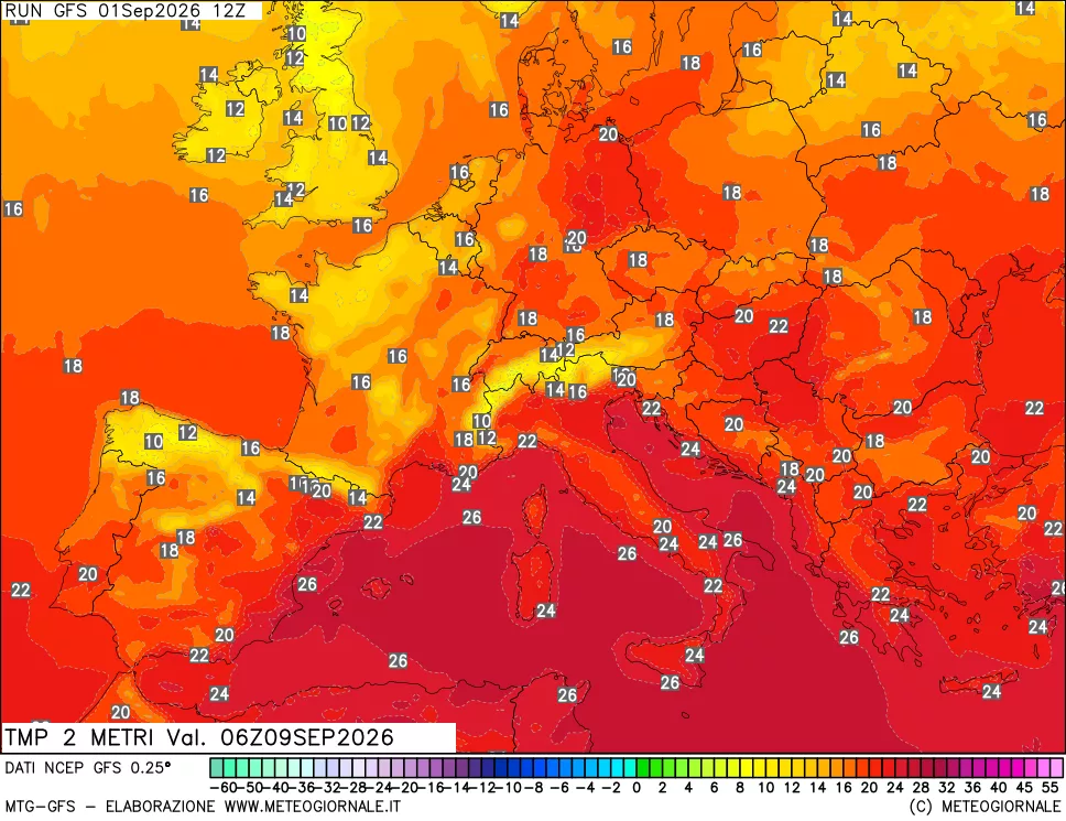 mappa Temp 2 metri