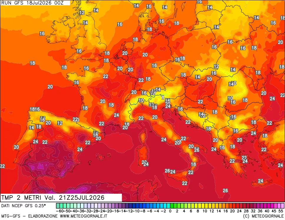mappa Temp 2 metri