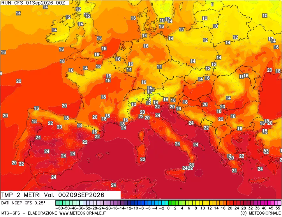 mappa Temp 2 metri