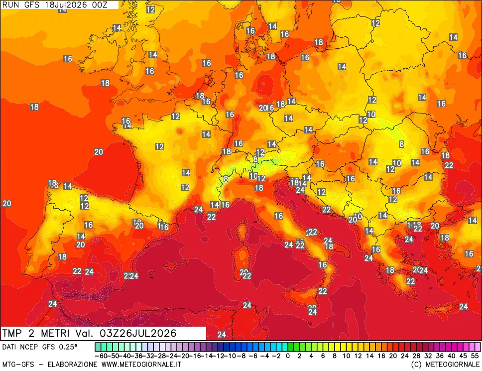 mappa Temp 2 metri