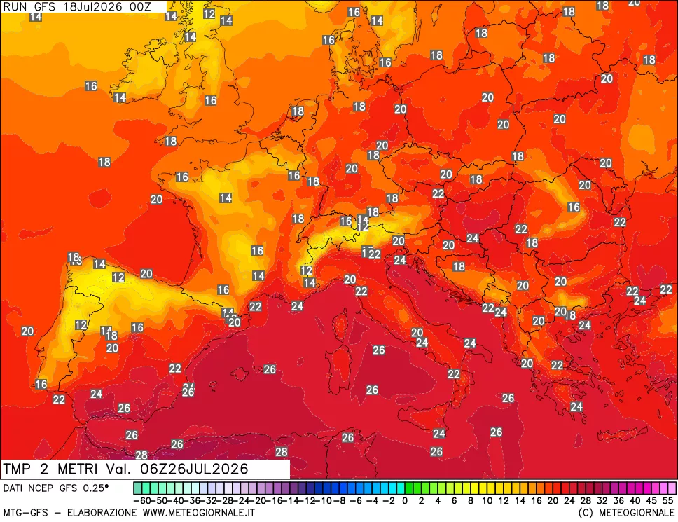 mappa Temp 2 metri