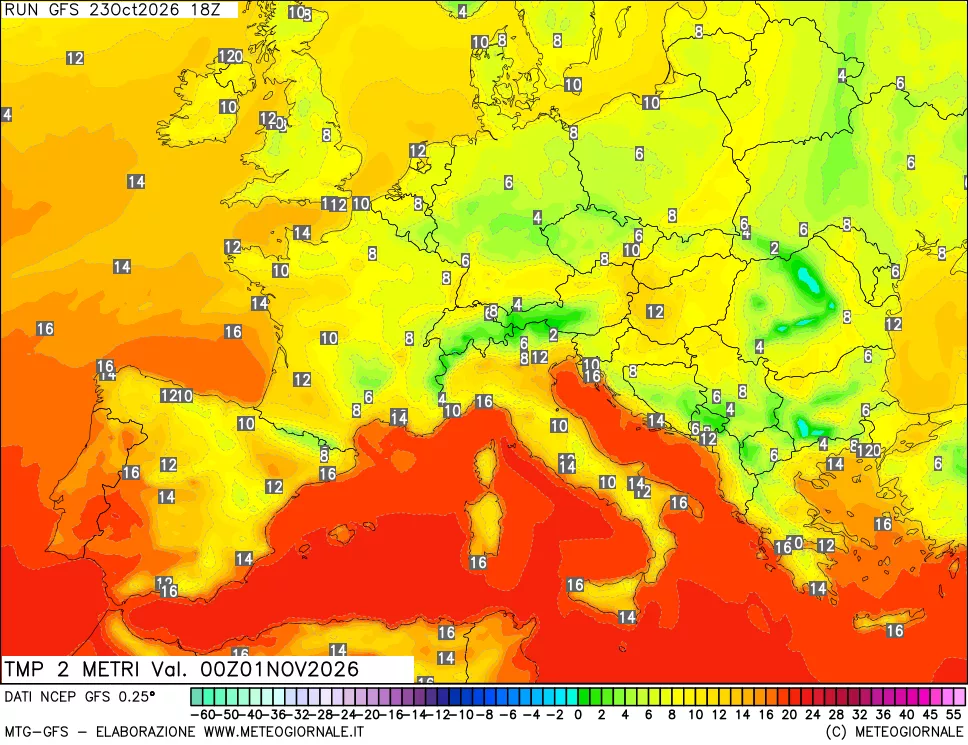 mappa Temp 2 metri