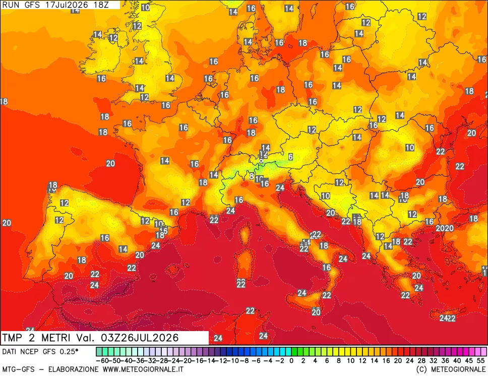 mappa Temp 2 metri