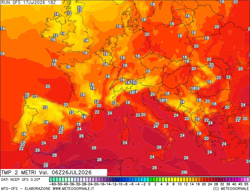 mappa Temp 2 metri