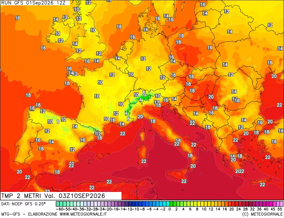 mappa Temp 2 metri