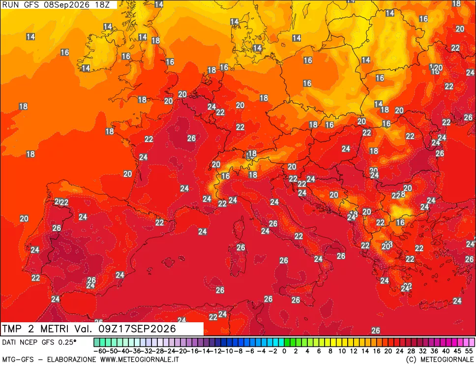 mappa Temp 2 metri