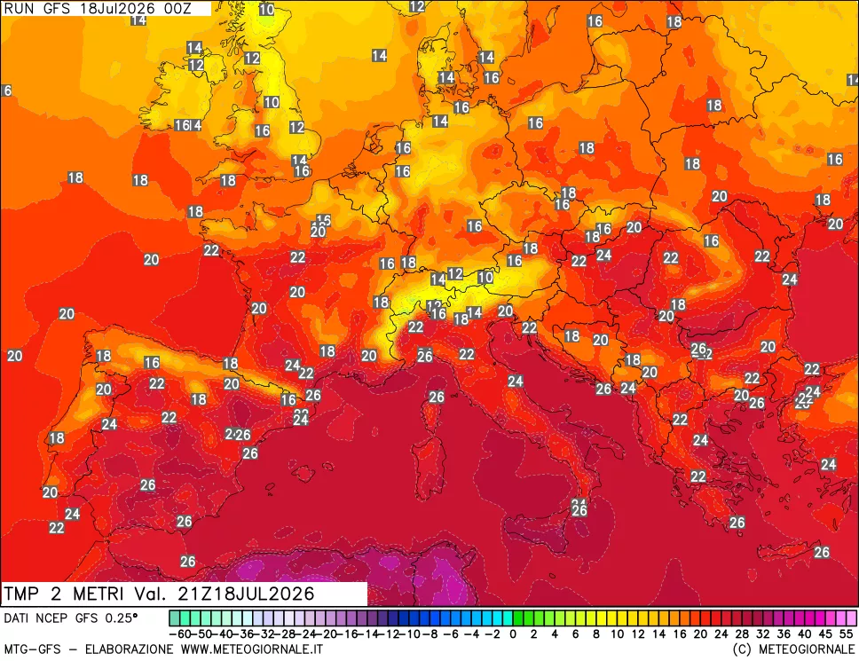 mappa Temp 2 metri