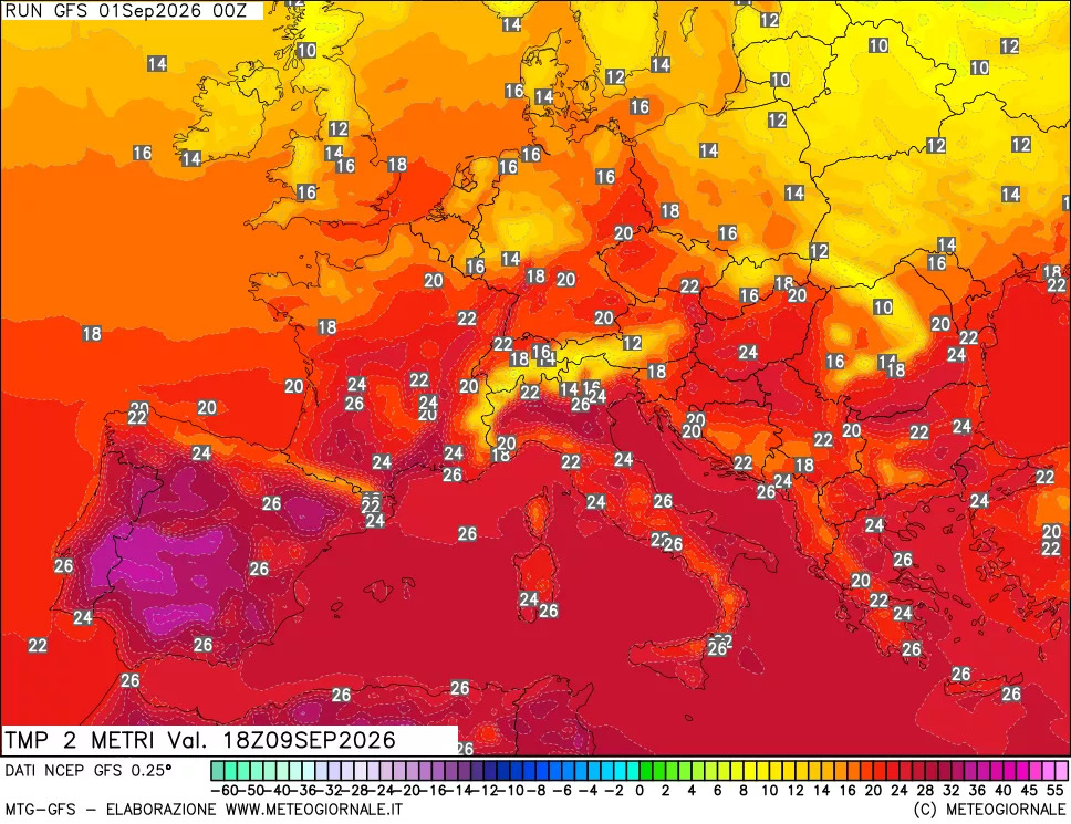 mappa Temp 2 metri