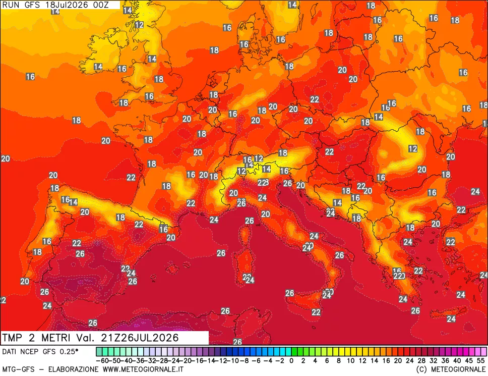 mappa Temp 2 metri