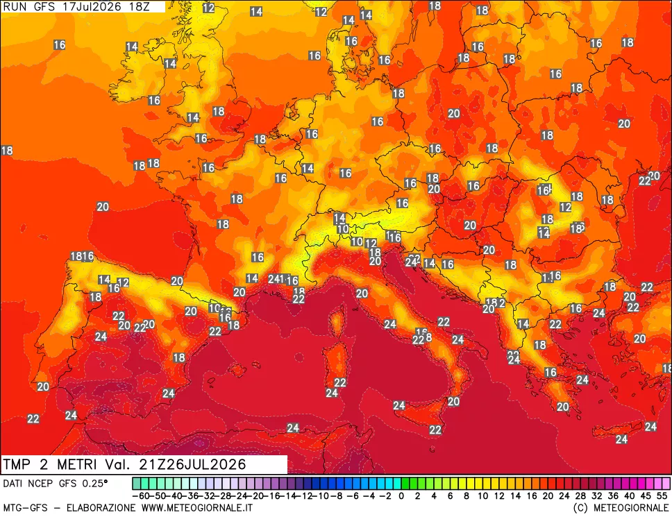 mappa Temp 2 metri