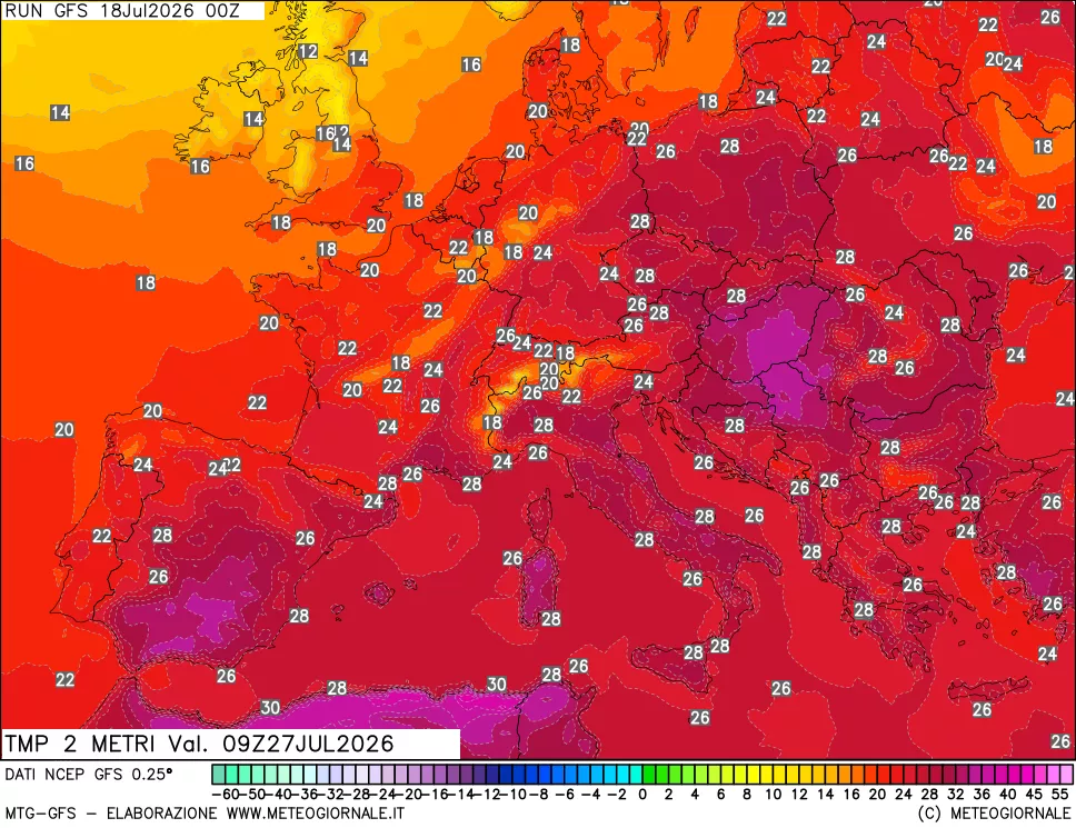 mappa Temp 2 metri
