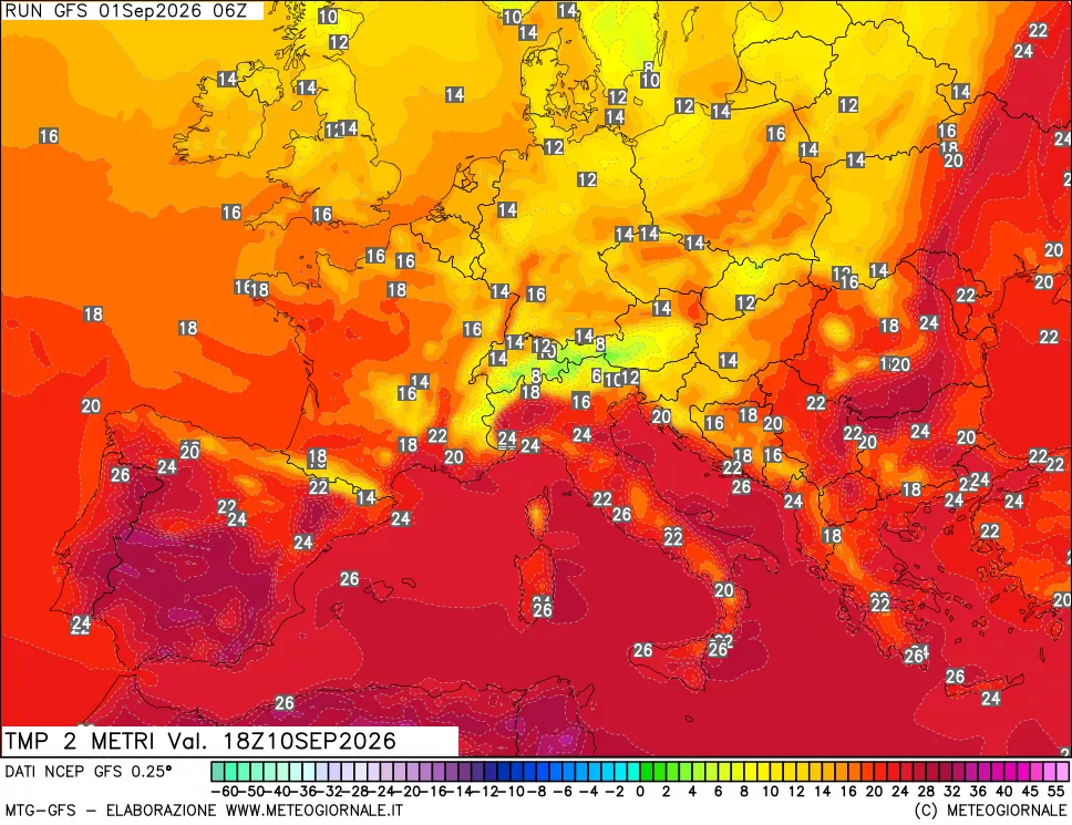 mappa Temp 2 metri