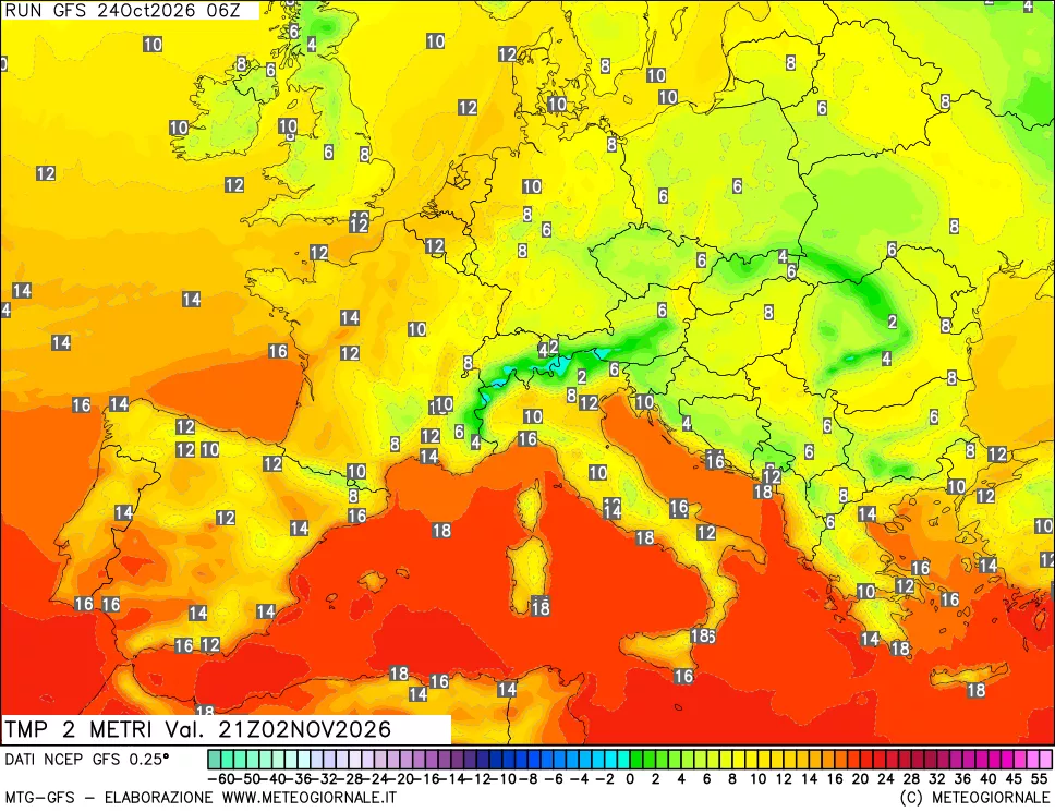 mappa Temp 2 metri