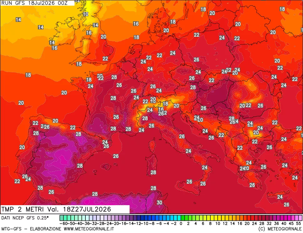 mappa Temp 2 metri