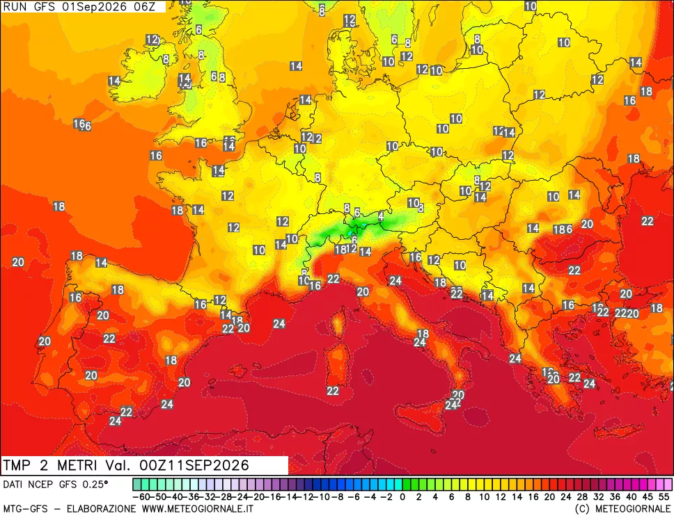 mappa Temp 2 metri