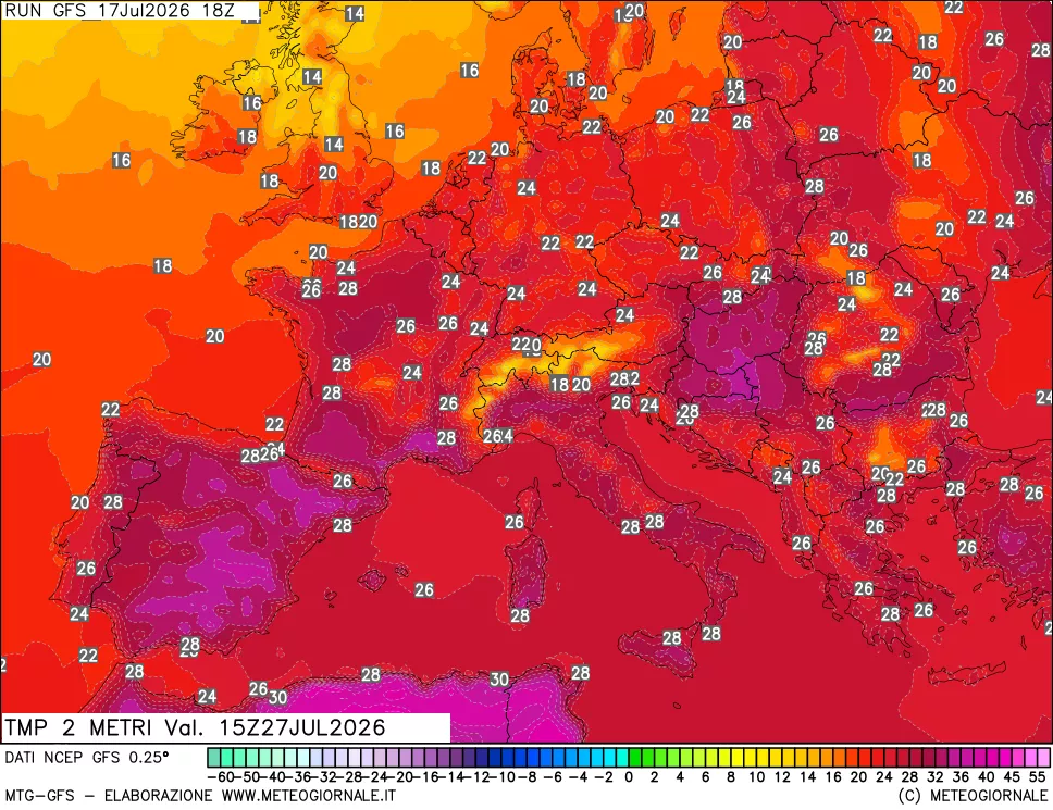 mappa Temp 2 metri