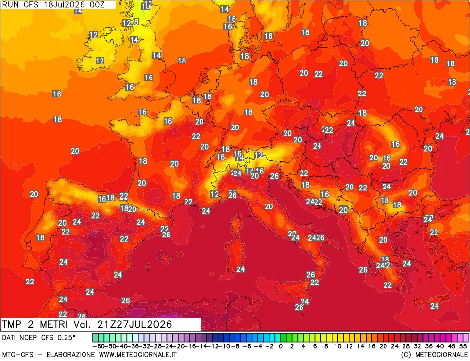 mappa Temp 2 metri