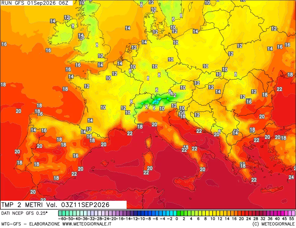 mappa Temp 2 metri