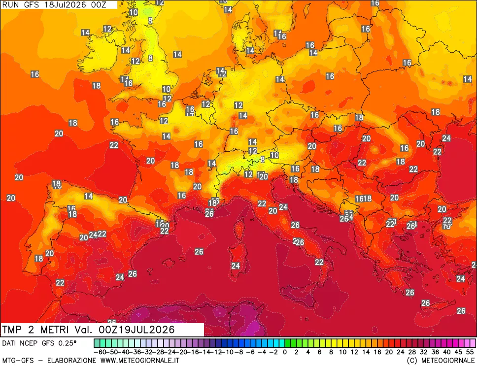 mappa Temp 2 metri