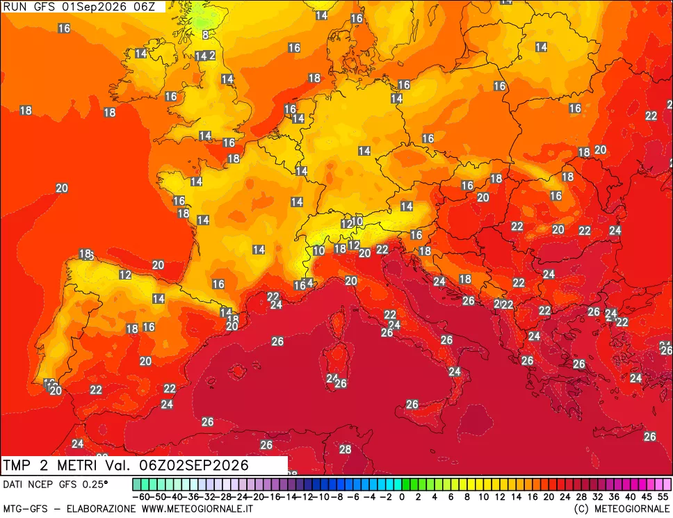mappa Temp 2 metri