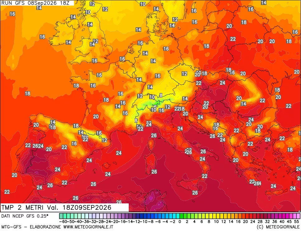 mappa Temp 2 metri