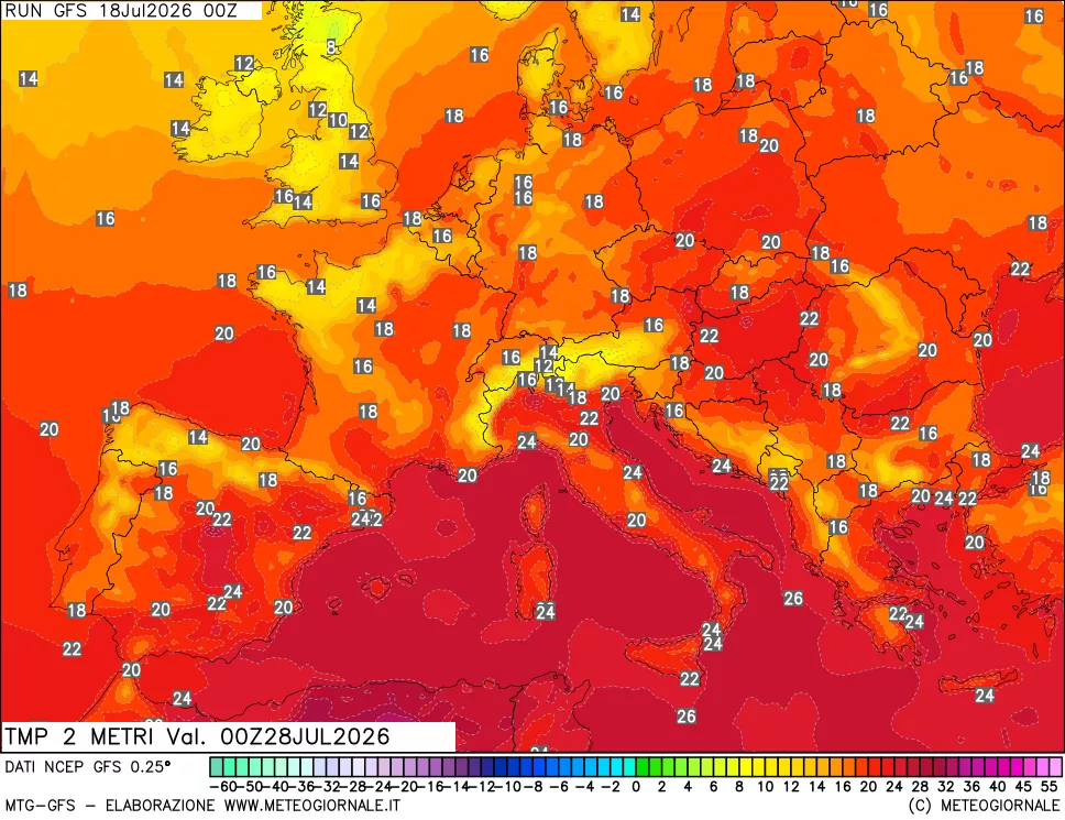 mappa Temp 2 metri