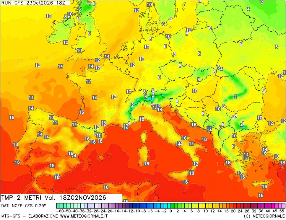 mappa Temp 2 metri