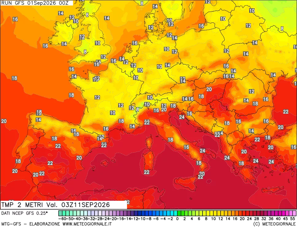 mappa Temp 2 metri