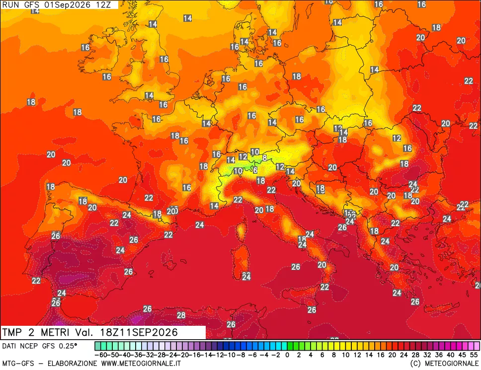mappa Temp 2 metri