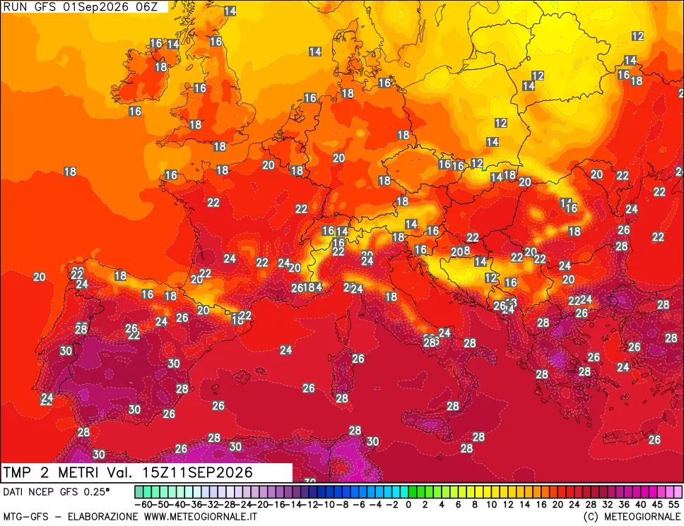 mappa Temp 2 metri