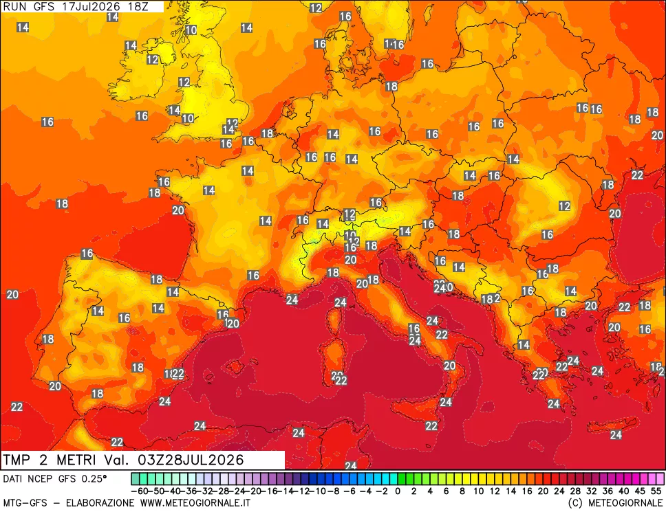 mappa Temp 2 metri