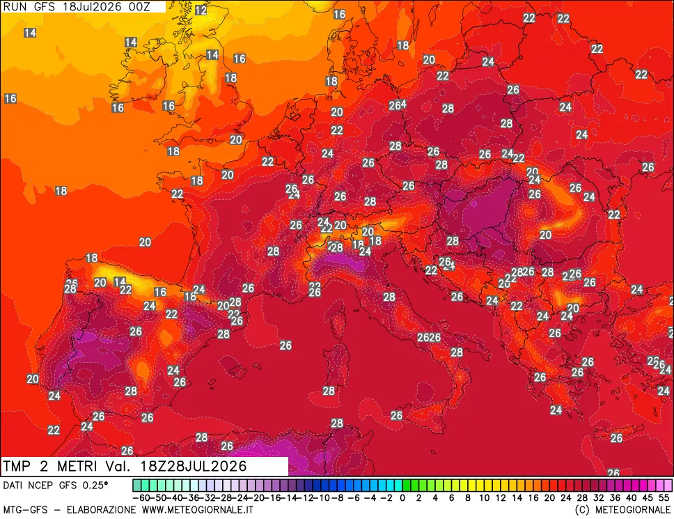 mappa Temp 2 metri