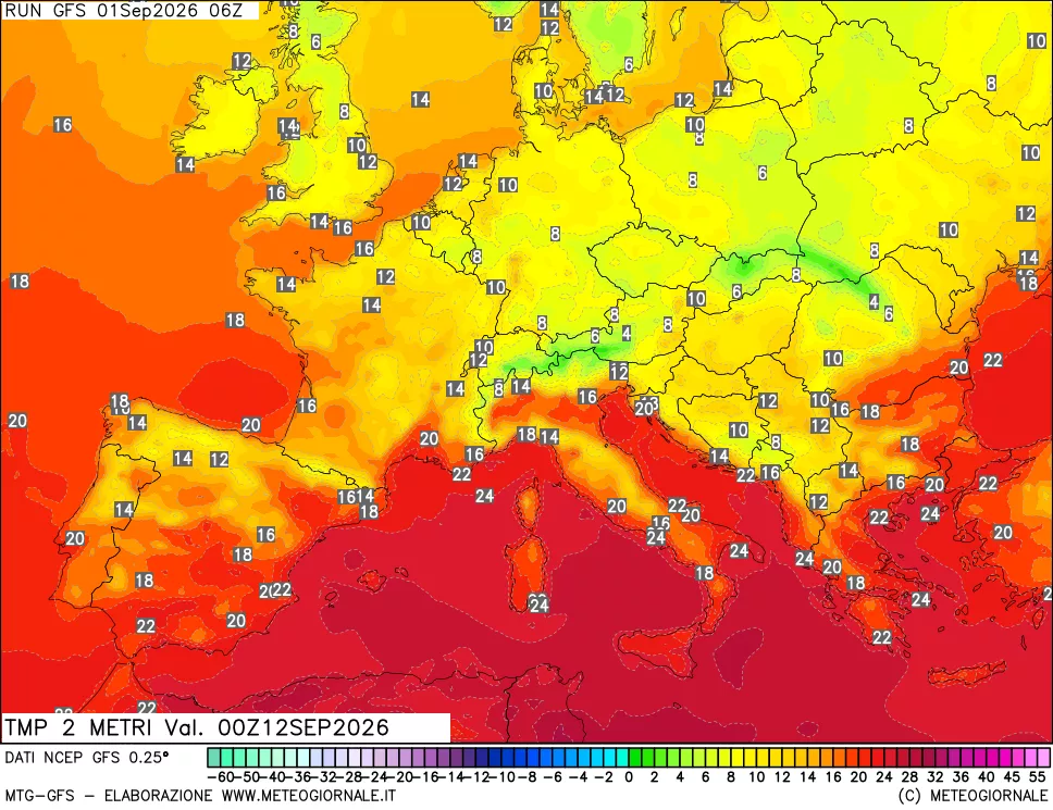 mappa Temp 2 metri