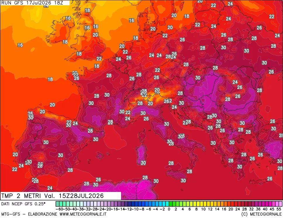 mappa Temp 2 metri