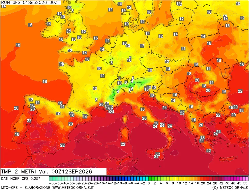 mappa Temp 2 metri