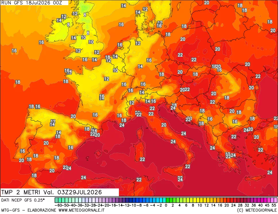 mappa Temp 2 metri