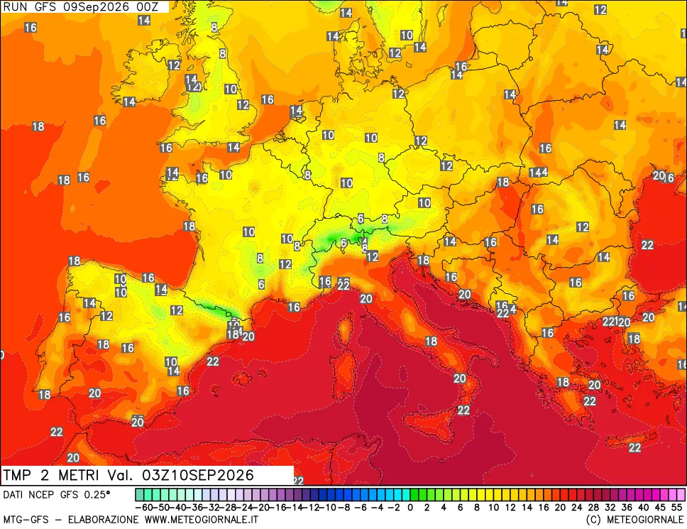 mappa Temp 2 metri