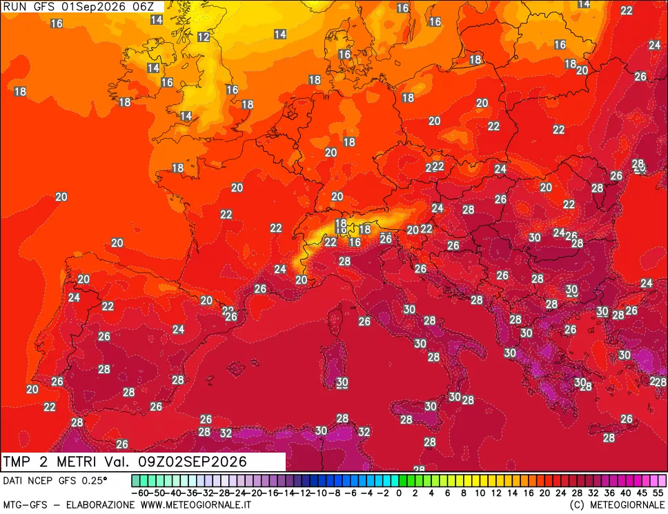 mappa Temp 2 metri