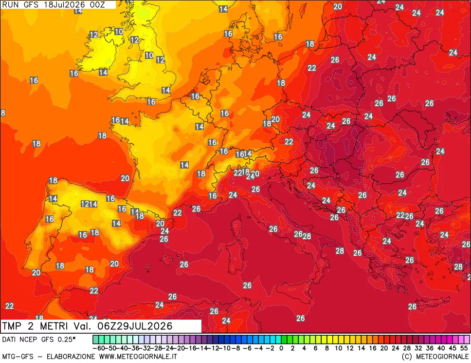 mappa Temp 2 metri