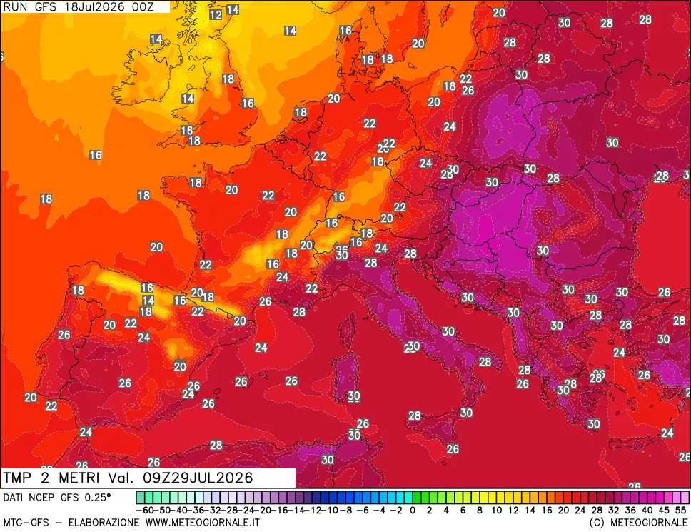 mappa Temp 2 metri