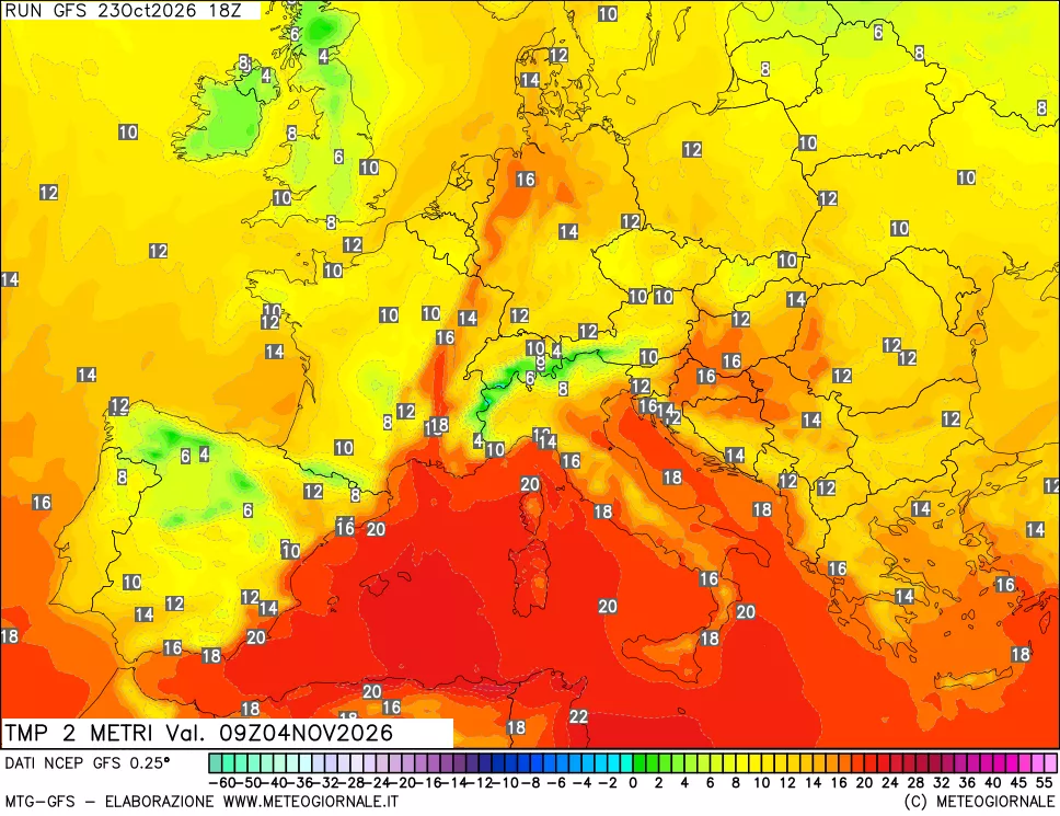 mappa Temp 2 metri