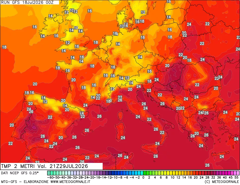mappa Temp 2 metri