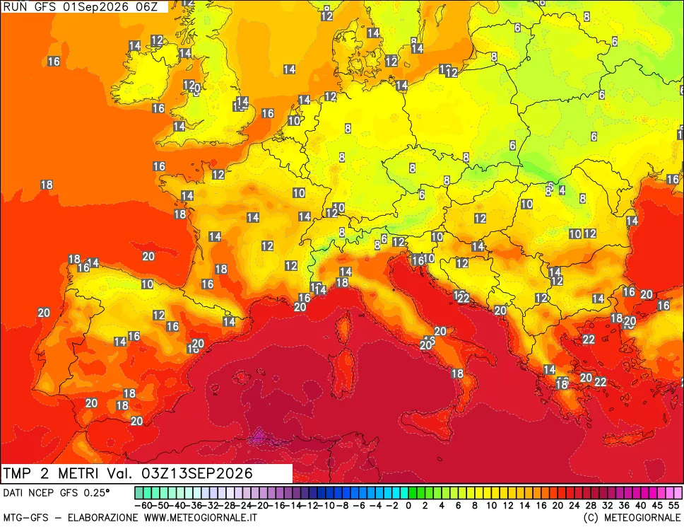 mappa Temp 2 metri