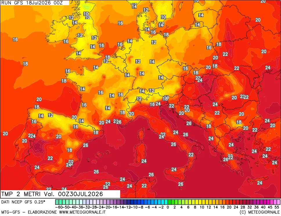 mappa Temp 2 metri
