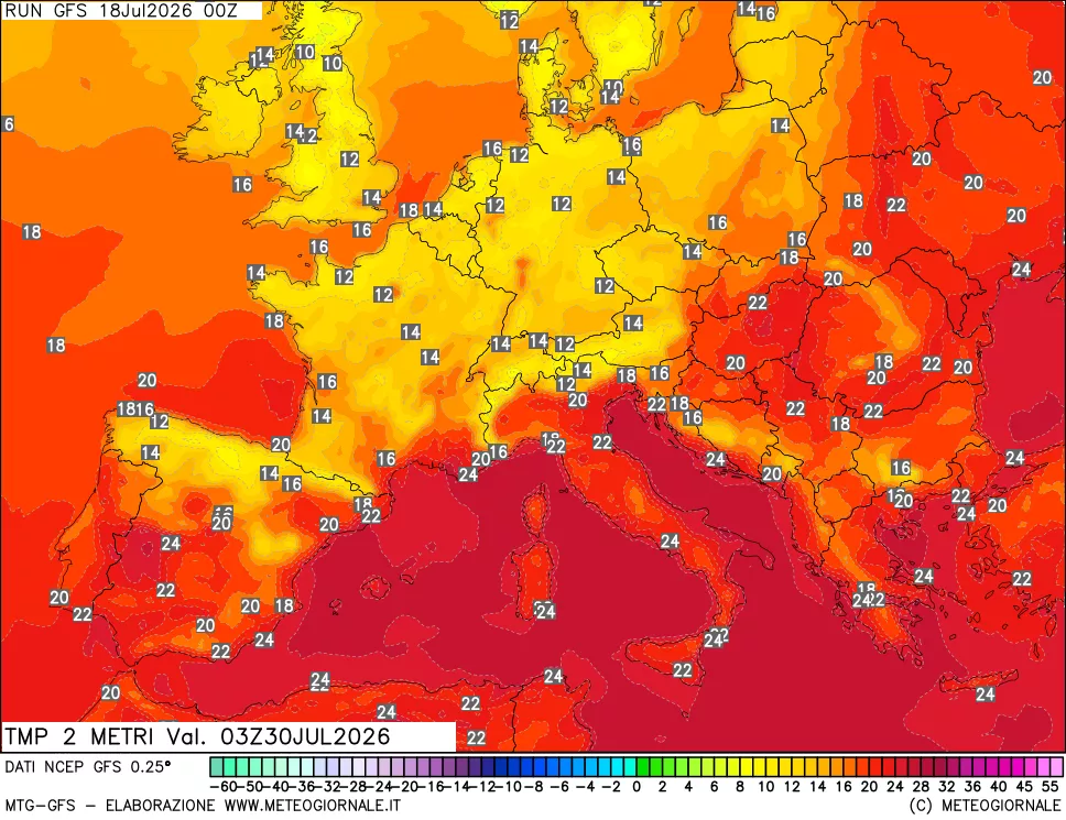 mappa Temp 2 metri