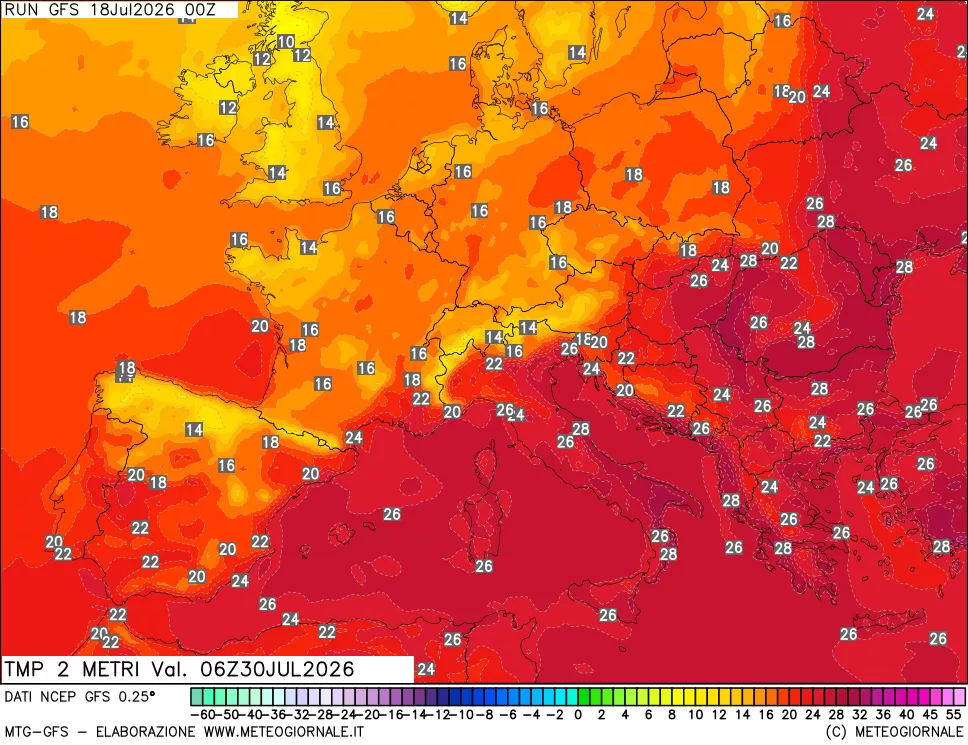 mappa Temp 2 metri
